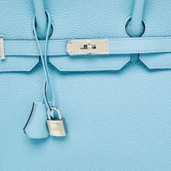 Hermès Bleu Atoll Taurillon Clemence Leather Palladium Finish Birkin 35 Bag