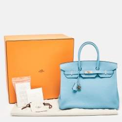 Hermès Bleu Atoll Taurillon Clemence Leather Palladium Finish Birkin 35 Bag
