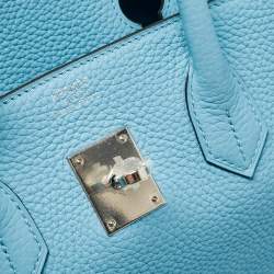 Hermès Bleu Atoll Taurillon Clemence Leather Palladium Finish Birkin 35 Bag