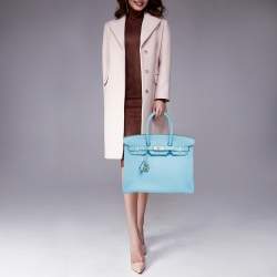 Hermès Bleu Atoll Taurillon Clemence Leather Palladium Finish Birkin 35 Bag
