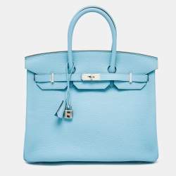 Hermès Bleu Atoll Taurillon Clemence Leather Palladium Finish Birkin 35 Bag