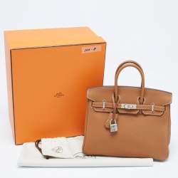 Hermes Gold Togo Leather Palladium Finish Birkin 25 Bag