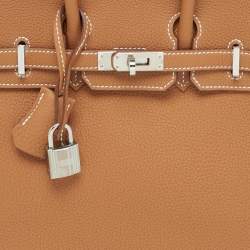 Hermes Gold Togo Leather Palladium Finish Birkin 25 Bag
