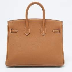 Hermes Gold Togo Leather Palladium Finish Birkin 25 Bag