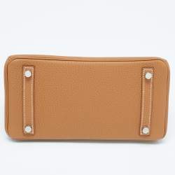 Hermes Gold Togo Leather Palladium Finish Birkin 25 Bag