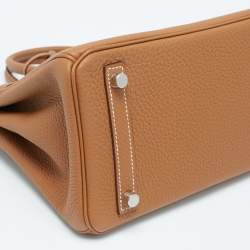 Hermes Gold Togo Leather Palladium Finish Birkin 25 Bag