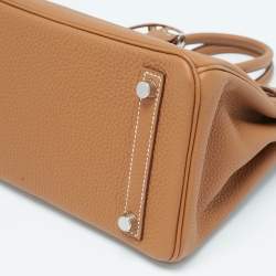 Hermes Gold Togo Leather Palladium Finish Birkin 25 Bag