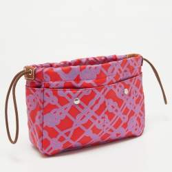 مملوكة مسبقًا Hermès Rouge de Cœur/Fauve Silk and Barenia Leather Fourbi 20 Pouch