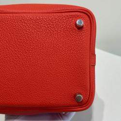 Hermes Red Leather Picotin Lock Bag