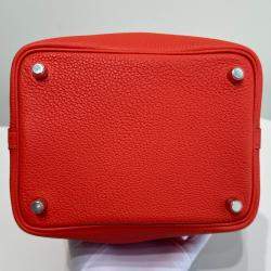 Hermes Red Leather Picotin Lock Bag