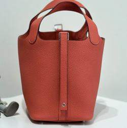 Hermes Red Leather Picotin Lock Bag