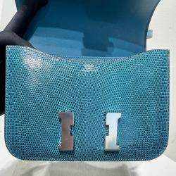 Hermes Ink Blue Lizard Leather Constance 19 Bag