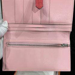 Hermes Pink Lizard Leather Bearn Wallet