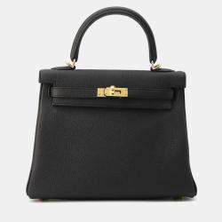 Hermes Black Togo Leather 25 Kelly Bag