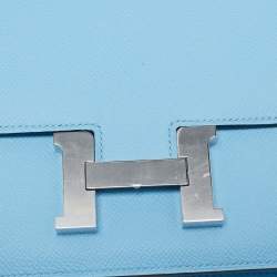 Hermès Celeste Epsom Leather Palladium Finish Constance 18 Mini Bag