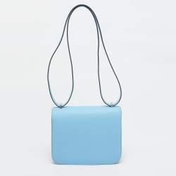 Hermès Celeste Epsom Leather Palladium Finish Constance 18 Mini Bag