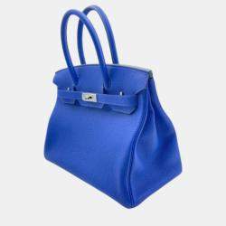 Pre Owned Hermes Blue Royal Togo Leather Birkin 30 Bag