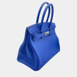 Pre Owned Hermes Blue Royal Togo Leather Birkin 30 Bag