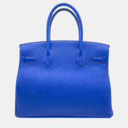 Pre Owned Hermes Blue Royal Togo Leather Birkin 30 Bag