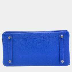 Pre Owned Hermes Blue Royal Togo Leather Birkin 30 Bag