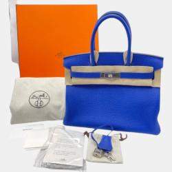 Pre Owned Hermes Blue Royal Togo Leather Birkin 30 Bag
