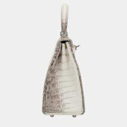 Hermes Himalaya Matte Niloticus Crocodile Leather Kelly 25 Bag