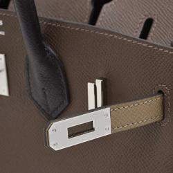 Hermes Ecorce/Etoupe Grey/Black Epsom Leather Birkin 25 Bag