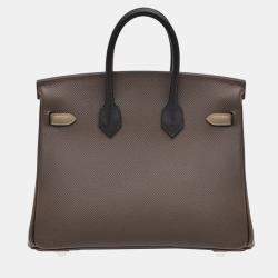 Hermes Ecorce/Etoupe Grey/Black Epsom Leather Birkin 25 Bag