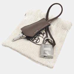 Hermes Ecorce/Etoupe Grey/Black Epsom Leather Birkin 25 Bag