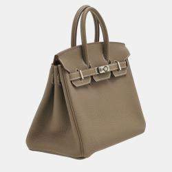 Hermes Etoupe Grey Togo Leather Birkin 25 Bag