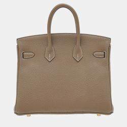 Hermes Etoupe Grey Togo Leather Birkin 25 Bag