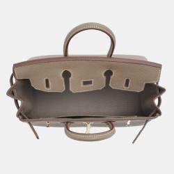 Hermes Etoupe Grey Togo Leather Birkin 25 Bag