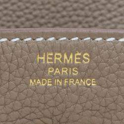 Hermes Etoupe Grey Togo Leather Birkin 25 Bag