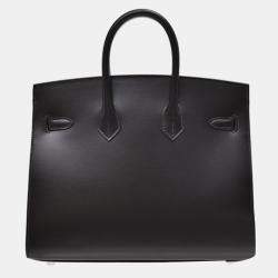 Hermes Black Box Calf Leather Birkin 25 Bag