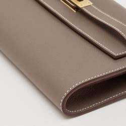 Pre Owned Hermes Etoupe Evercolor Leather Kelly To Go Wallet