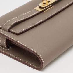 Pre Owned Hermes Etoupe Evercolor Leather Kelly To Go Wallet