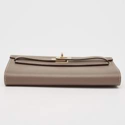 Pre Owned Hermes Etoupe Evercolor Leather Kelly To Go Wallet