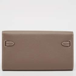 Pre Owned Hermes Etoupe Evercolor Leather Kelly To Go Wallet