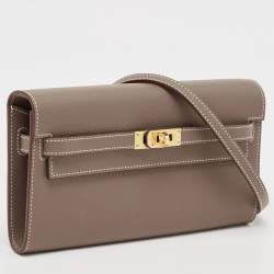 Pre Owned Hermes Etoupe Evercolor Leather Kelly To Go Wallet