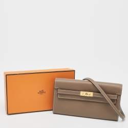 Pre Owned Hermes Etoupe Evercolor Leather Kelly To Go Wallet