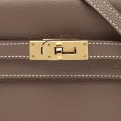 Pre Owned Hermes Etoupe Evercolor Leather Kelly To Go Wallet