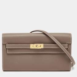 Pre Owned Hermes Etoupe Evercolor Leather Kelly To Go Wallet
