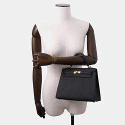 Pre Owned Hermes Black Epsom Kelly Sellier 25 Bag