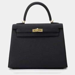 Pre Owned Hermes Black Epsom Kelly Sellier 25 Bag