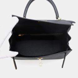 Pre Owned Hermes Black Epsom Kelly Sellier 25 Bag