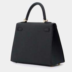 Pre Owned Hermes Black Epsom Kelly Sellier 25 Bag