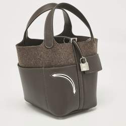 Hermès Ebene Swift Leather and Feutre Picotin Lock 18 Go Team Bag