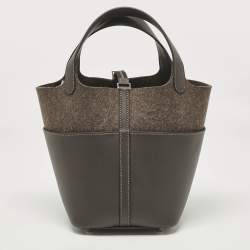 Hermès Ebene Swift Leather and Feutre Picotin Lock 18 Go Team Bag