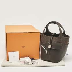 Hermès Ebene Swift Leather and Feutre Picotin Lock 18 Go Team Bag