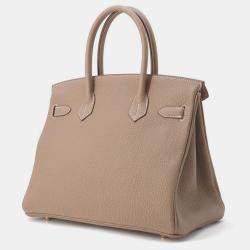Hermes Etoupe Togo Leather Birkin 30 Bag 